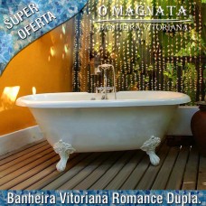 Banheira Vitoriana Romance Dupla Imersão Pés Brancos 1,72m Mondialle